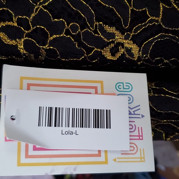 LuLaRoe Elegant Black & Gold Lola Skirt Size L - Picture 7 of 7